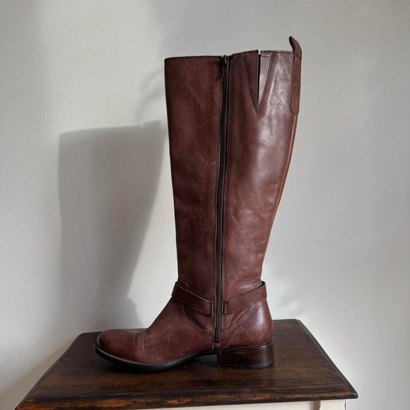 Brown knee-high boot size 8 harness moto boho campus chocolate - Picture 3 of 8